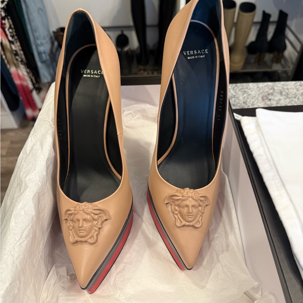Versace Tan Leather Women's Shoes